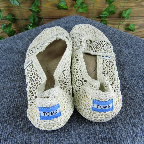TOMS Women Alpargata Classic Flat Beige Fabric Sz 8.5 Medium Used 2025 - Picture 4 of 6